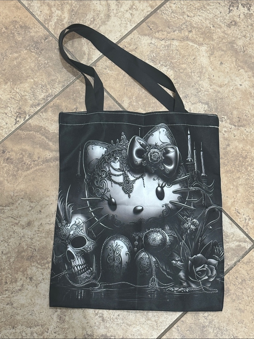 Hello Kitty Black & White Gothic Tote Bag